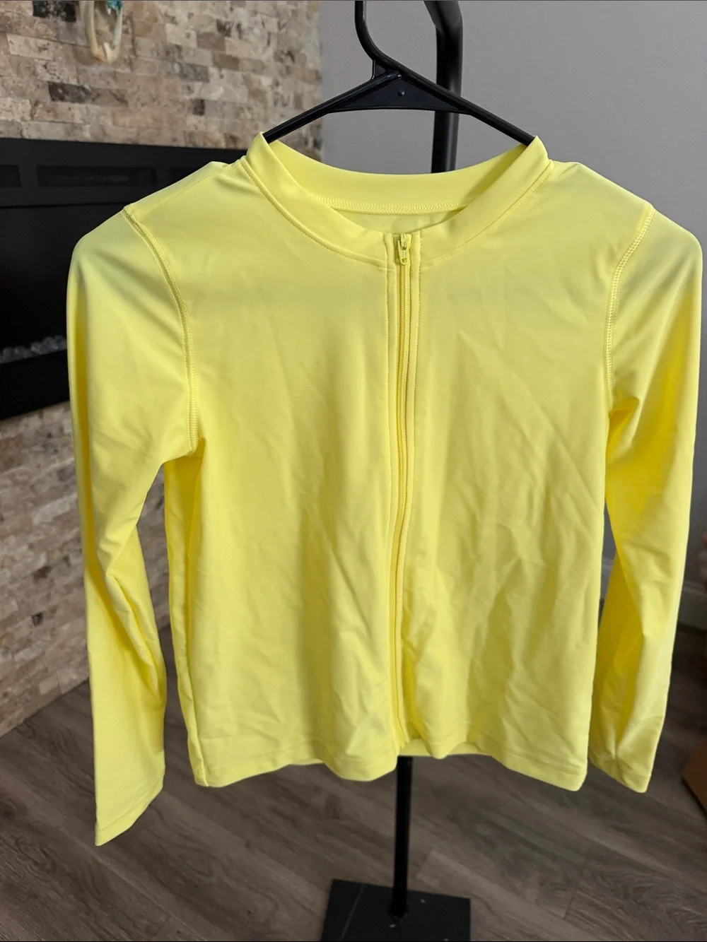 Kids Long-Sleeve Zip Front Swim/ rash guard Shirt - Yellow